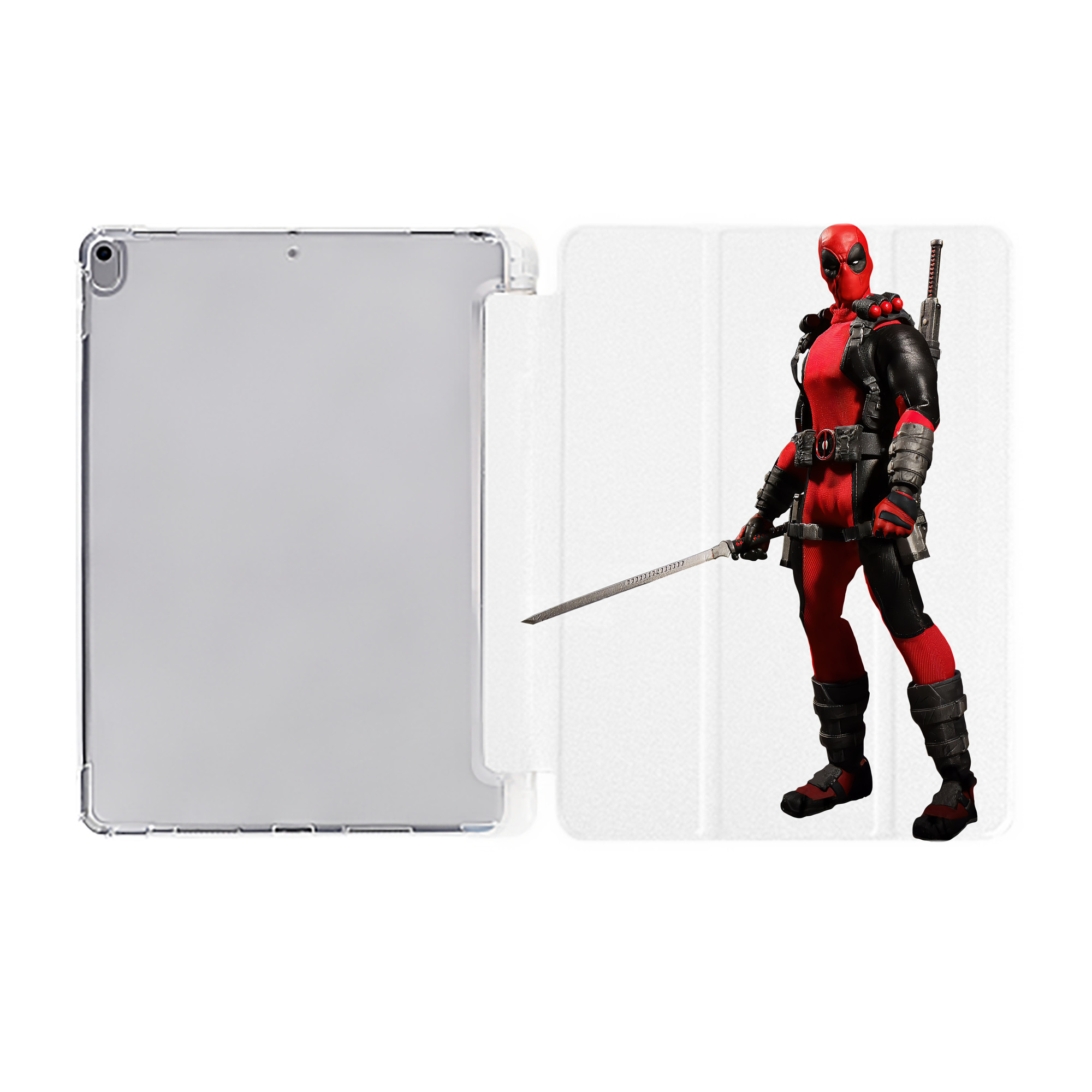 （画像用） Deadpool デッドプール IPad ケース ペン収納付き 三つ折りスタンド PUレザー×シリコン 対応機種9.5/10.5/10.9インチ